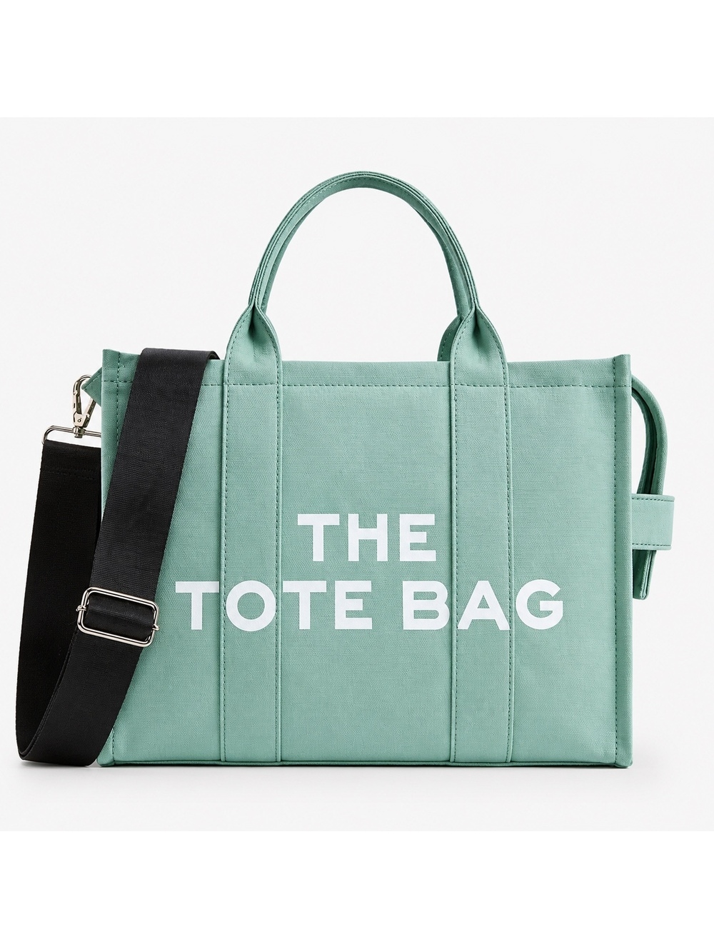 Mint Green Canvas The Tote Bag with Adjustable Shoulder Crossbody Strap Handbag